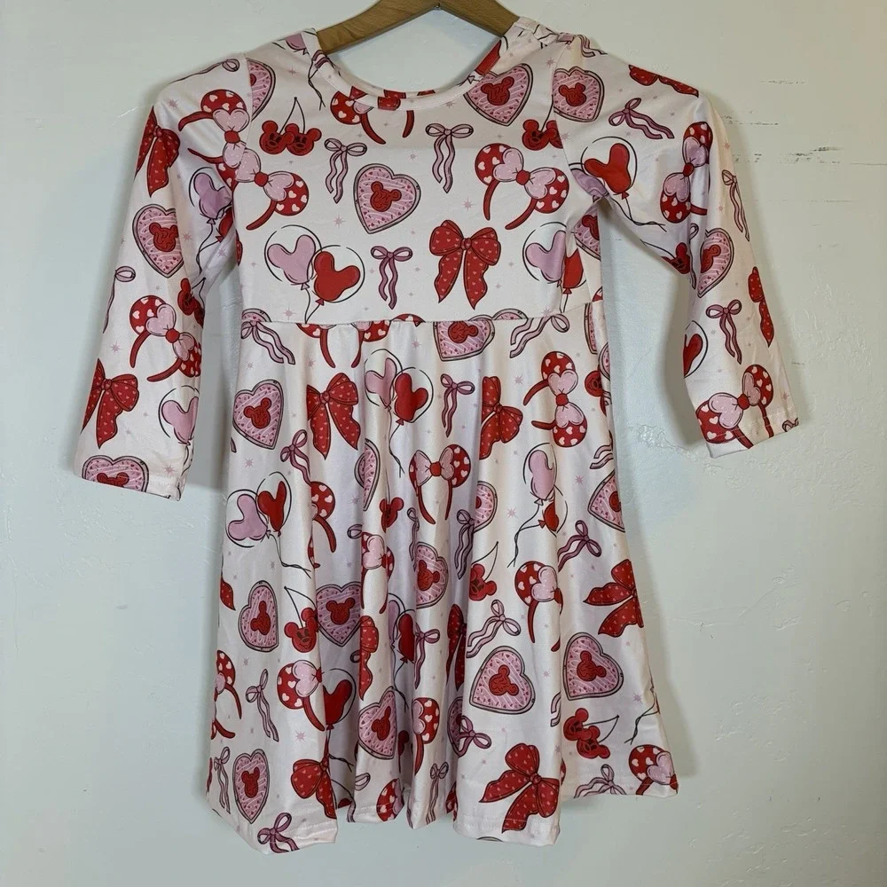 Girls 6 Years Minnie Mouse Mickey‎ Mouse Dress Disney Hearts I Love You Bows